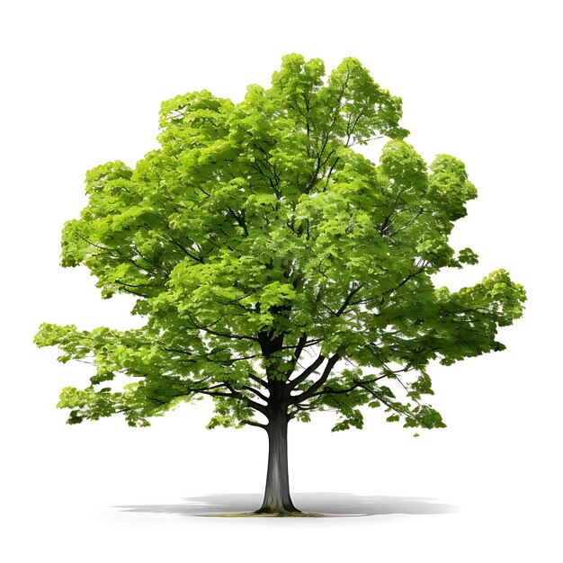 Foto gingko árbol de hojas caducifolias de color verde claro con ventilador único aislado en fondo blanco limpio