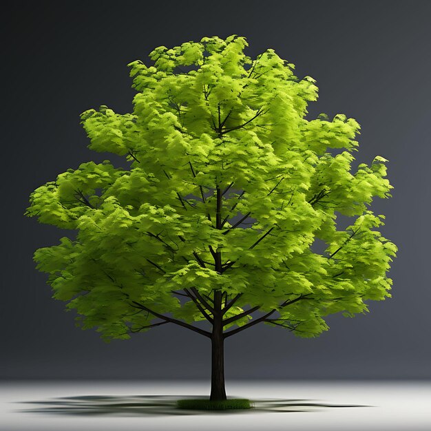 Foto gingko árbol de hojas caducifolias de color verde claro con ventilador único aislado en fondo blanco limpio