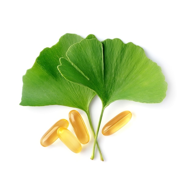 Ginkgo biloba Blätter mit Vitamin Pille