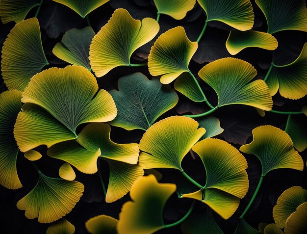 Ginkgo biloba folhas verdes fundo criado com tecnologia de IA generativa