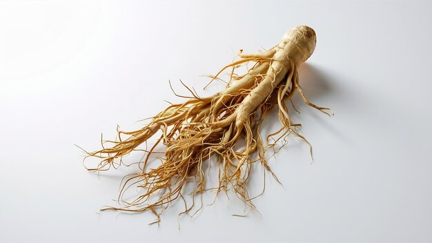 Foto ginseng aislado sobre un fondo blanco