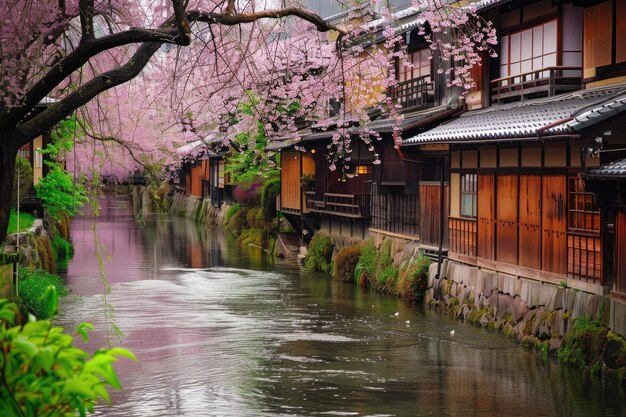 Foto gion shirakawa kioto japón en la primavera