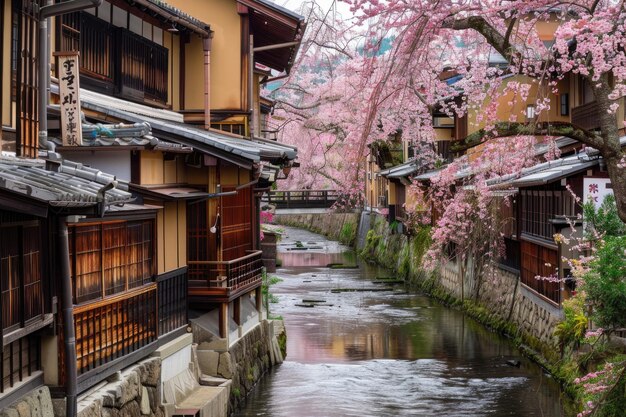 Foto gion shirakawa kyoto japão na primavera