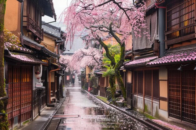 Gion Shirakawa Kyoto Japão ruas da cidade velha na primavera