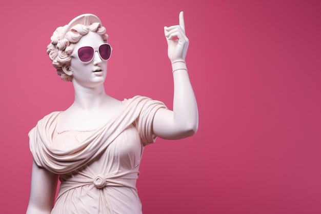 Gipsstatue in Sonnenbrille vor rosa Hintergrund Generative KI