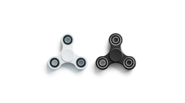 Girador de fidget em preto e branco em branco, vista superior