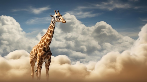 Girafa acima de nuvens tempestuosas