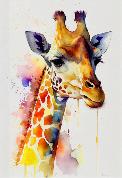 girafa, aquarela