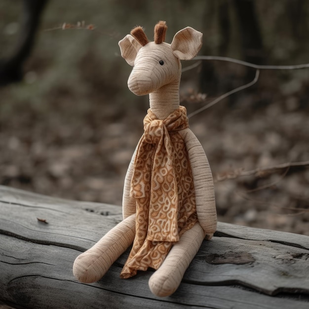 girafa boneca artesanal personalizada ursinho de pelúcia lã pano de linho pastel crianças artesanato brinquedo vintage