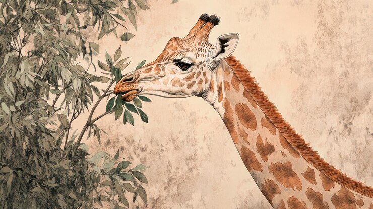 Girafa comiendo hojas de un árbol en una escena de la naturaleza 1