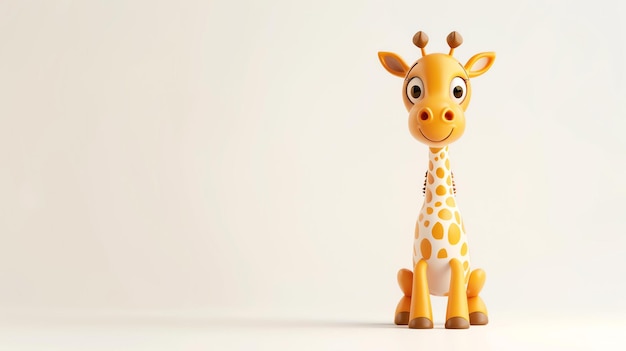 Foto girafa de desenho animado bonita e amigável renderização 3d com um estilo pictórico suave perfeito para ilustrações de livros infantis animações e jogos