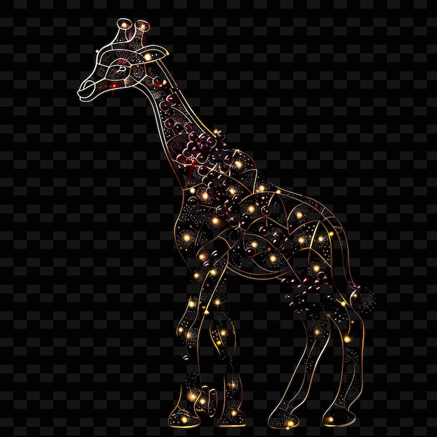 Foto girafa em forma de material de vinho semi-transparente com red li animal abstract shape art collections