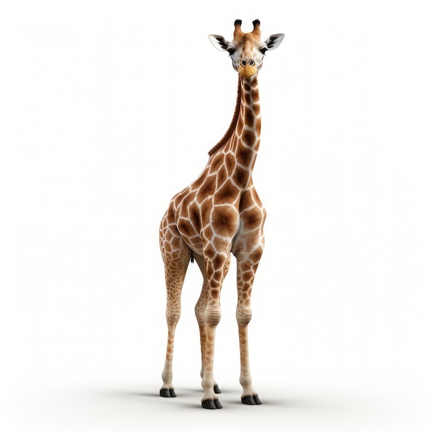Girafa em imagem gerada por IA de fundo branco