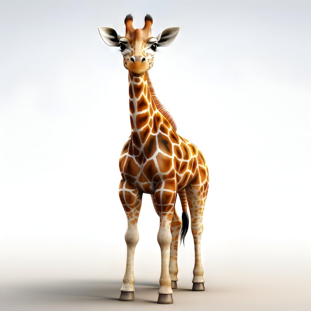 Girafa em uma ilustração de renderização 3d de fundo branco
