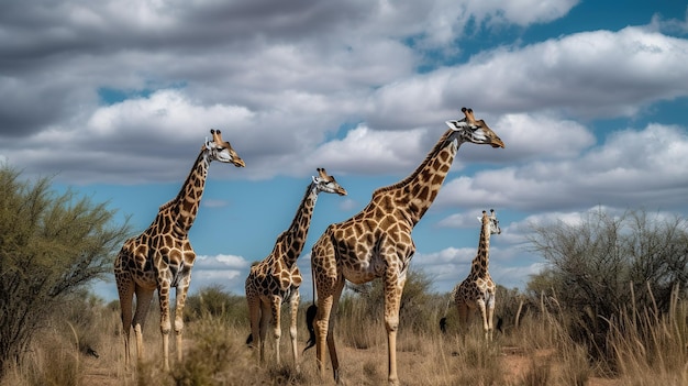 Girafas em estado selvagem na África