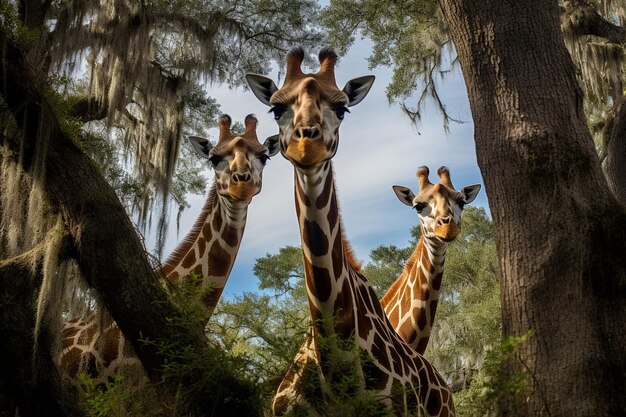 Foto girafas imponentes em savannah