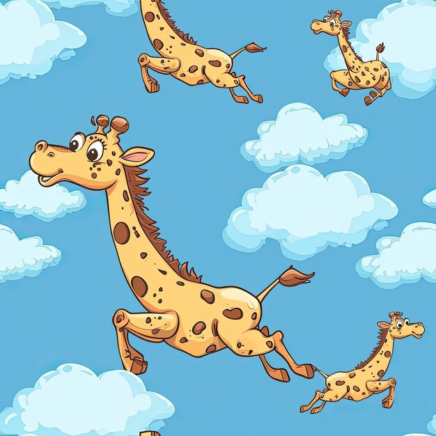 Girafas voladoras estilo azulejos de dibujos animados crudo v 6 ID de trabajo c50c451ebea84097b332d577a1dc2204