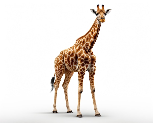 Giraffe auf isoliertem weißem Hintergrund Generative KI