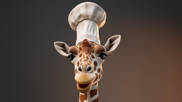 Giraffe in einem Kochhut, süße Giraffe, Chef-Maskottchen