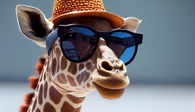 Foto giraffe mit brille ai generative