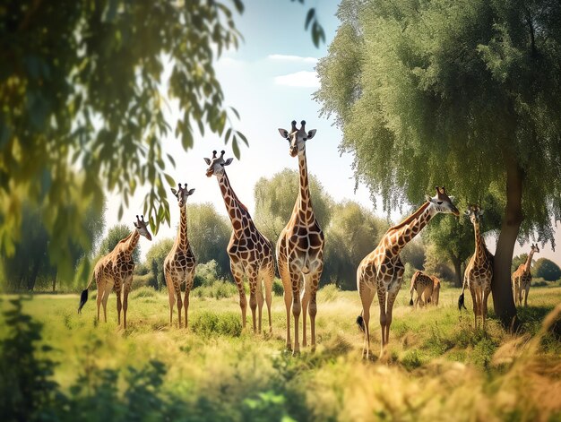 Giraffe spaziert durch den afrikanischen Safaripark