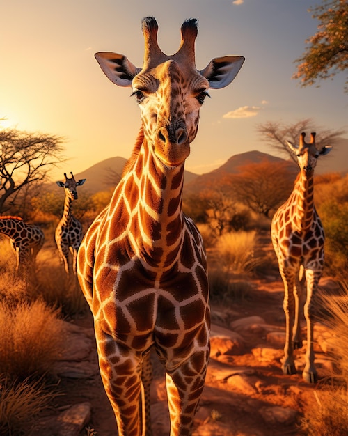 Giraffen auf Safari Generative KI