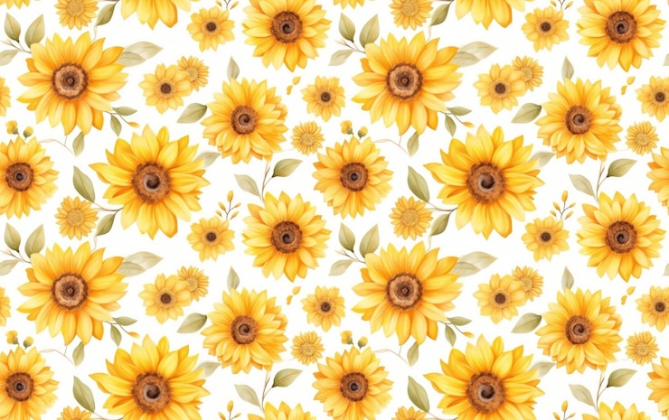 Foto girasol acuarela sin fisuras de fondo