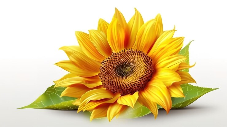Girasol aislado Brote floreciente amarillo sobre un fondo blanco Ai generativo