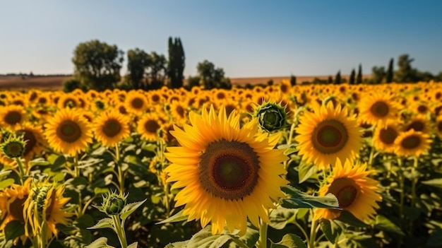 Girasol en el cielo azul