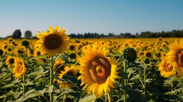 Girasol en el cielo azul