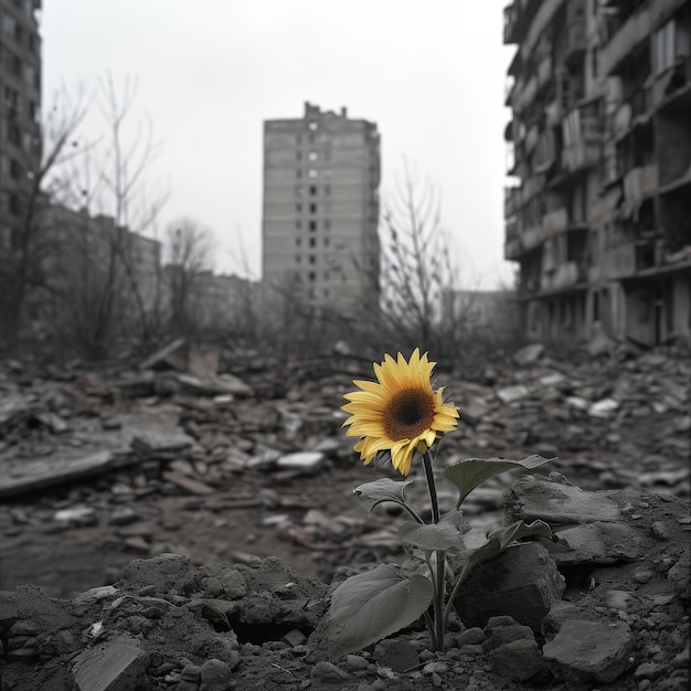 Foto un girasol creciendo en la tierra