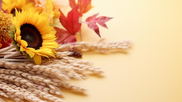 un girasol está sobre una mesa con un girasol al fondo