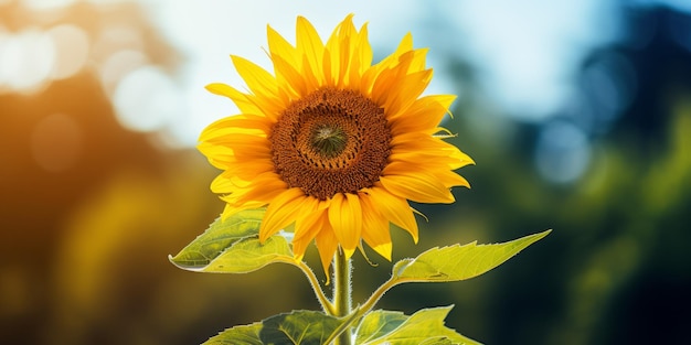 un girasol con un fondo borroso