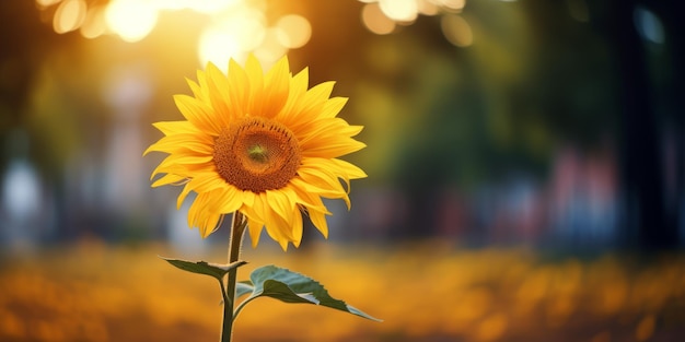 un girasol con un fondo borroso