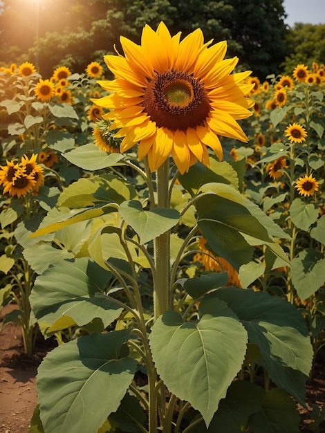 girasol en el jardín de fondo natural