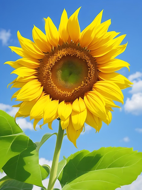 girasol lleno con hojas verdes fondo natural