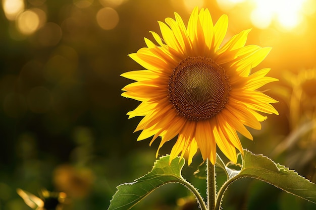 El girasol radiante en la luz dorada