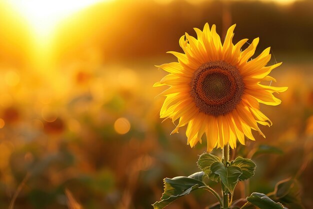 El girasol radiante en la luz dorada