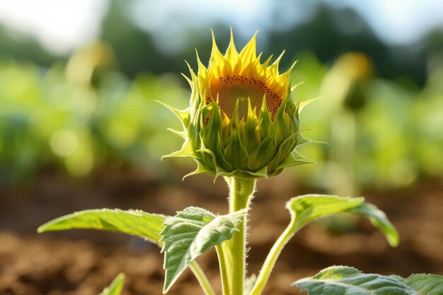 un girasol con el sol brillando sobre él.