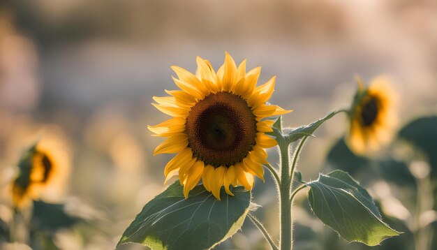 un girasol con el sol brillando sobre él