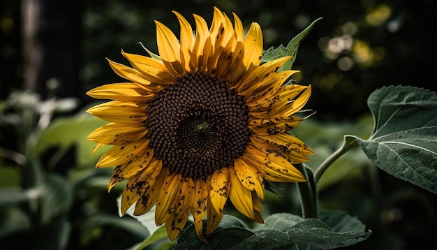 Girasol vibrante en la naturaleza, una belleza amarilla generada por IA