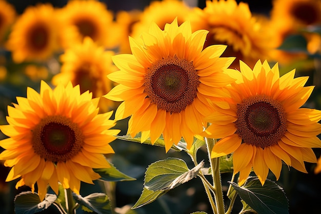 Girasol vibrantes a tomar o calor do sol