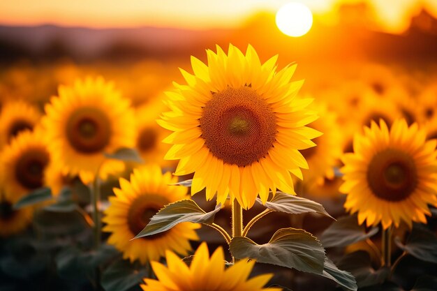 Los girasoles de la aldea se iluminan