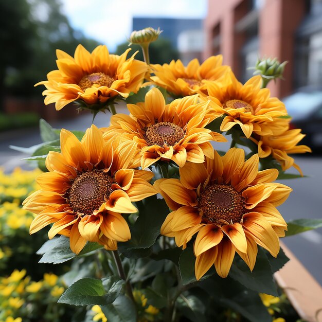 los girasoles amarillos y verdes son solo un borde