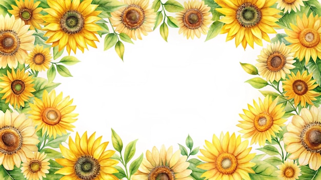 girasoles con un borde amarillo sobre un fondo blanco