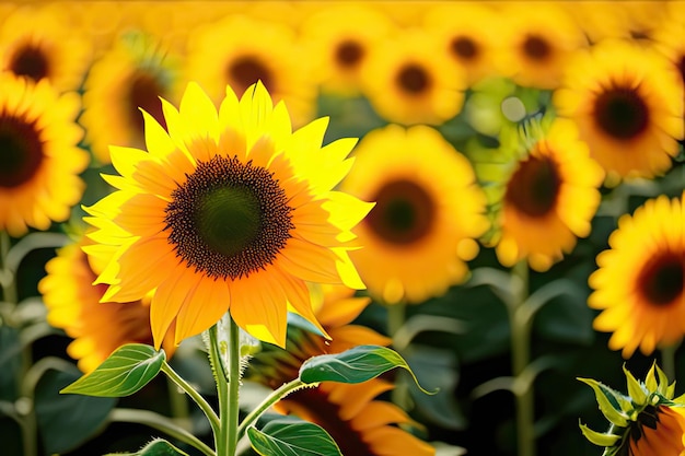 Girasoles floreciendo en el campo