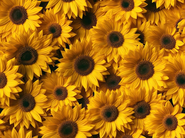 Girasoles de fondo de campo de flores de patrones sin fisuras