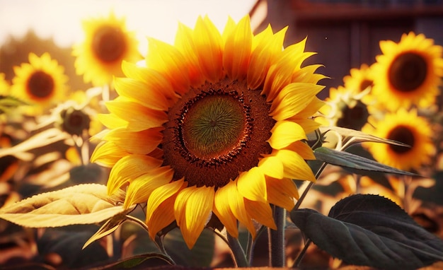 girasoles en el fondo del florero