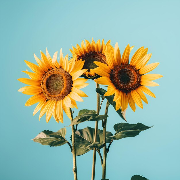 Foto girasoles en un fondo sólido