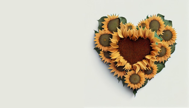 Girasoles en forma de corazón con la palabra amor en él